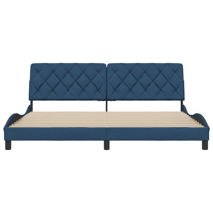 Rám Postele Bez Matrace Modrý 200 X 200 Cm Textil