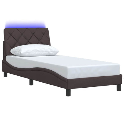 Rám Postele S Led Osvětlením Bez Matrace Tmavě Hnědý 80X200 Cm Látkový