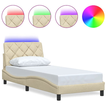 Rám Postele S Led Bez Matrace Cream 80X200 Cm Látka