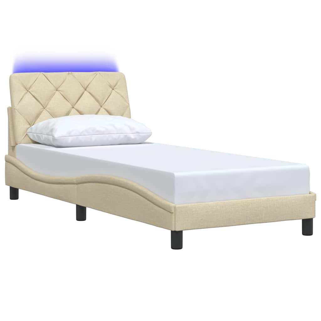 Rám Postele S Led Bez Matrace Cream 80X200 Cm Látka