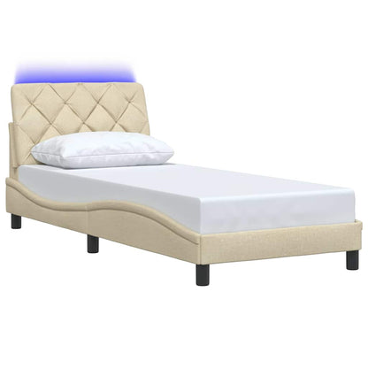 Rám Postele S Led Bez Matrace Cream 80X200 Cm Látka