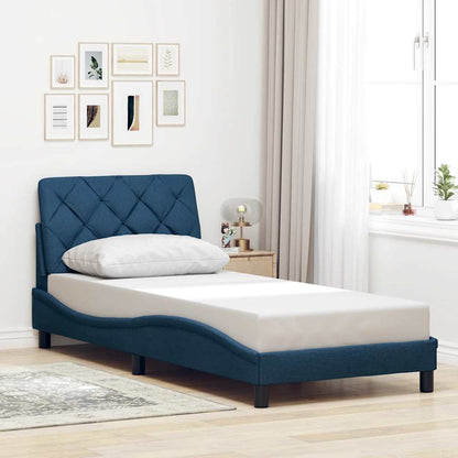 Rám Postele S Led Bez Matrace Modrá 80X200 Cm Látka