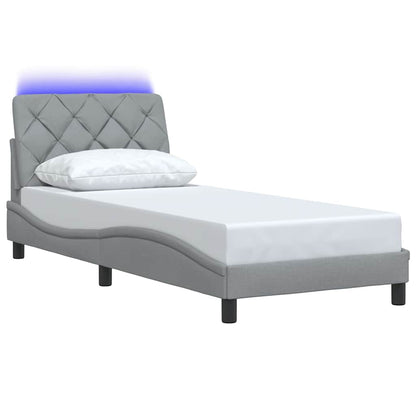 Rám Postele S Led Bez Matrace Světle Šedá 90X190 Cm Látka