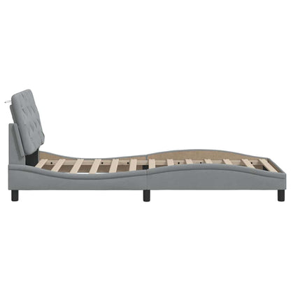 Rám Postele S Led Bez Matrace Světle Šedá 90X190 Cm Látka