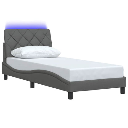 Rám Postele S Led Bez Matrace Tmavě Šedá 90X190 Cm Látka