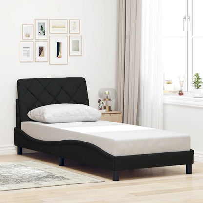 Rám Postele S Led Bez Matrace Černý 90X190 Cm Látka