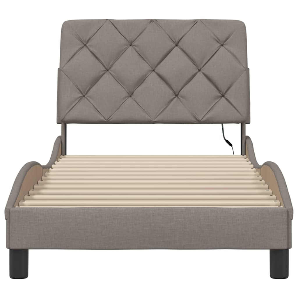 Rám Postele S Led Bez Matrace Taupe 90X190 Cm Látka