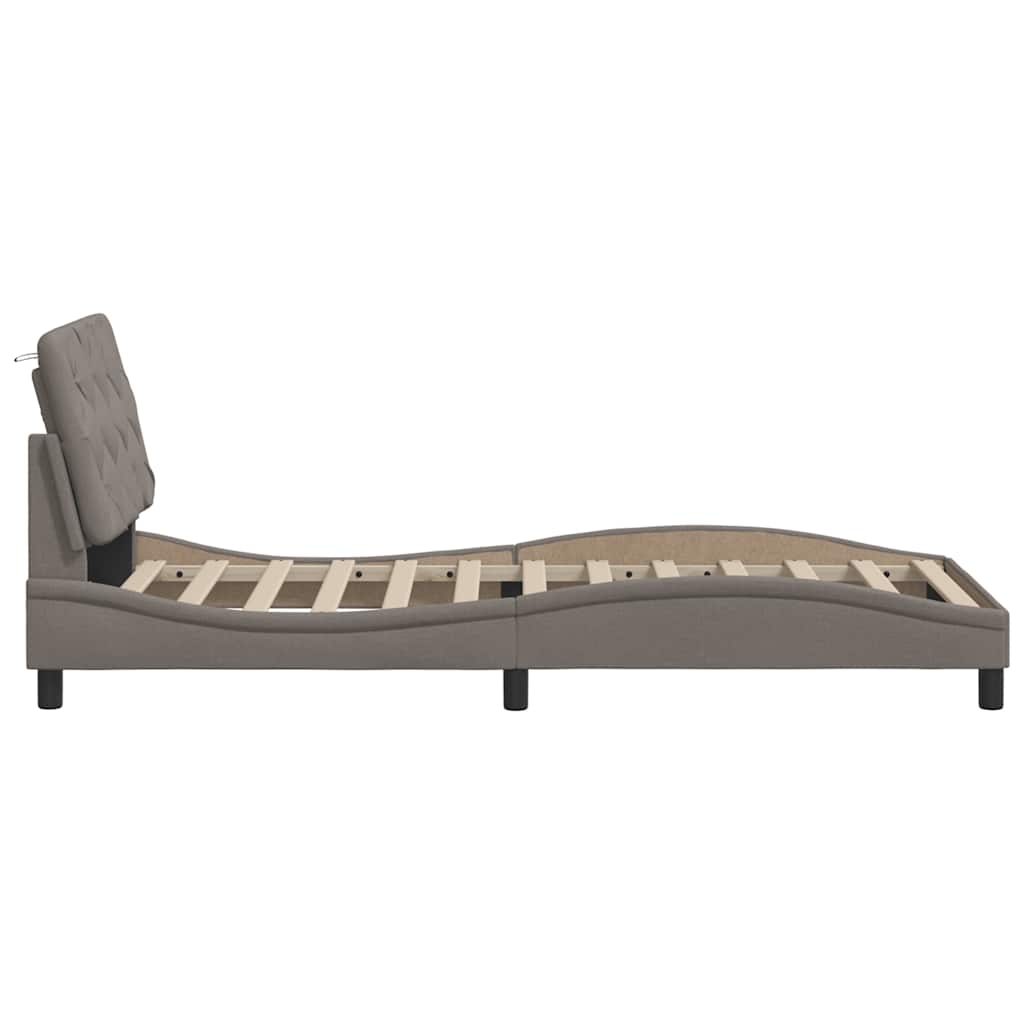 Rám Postele S Led Bez Matrace Taupe 90X190 Cm Látka