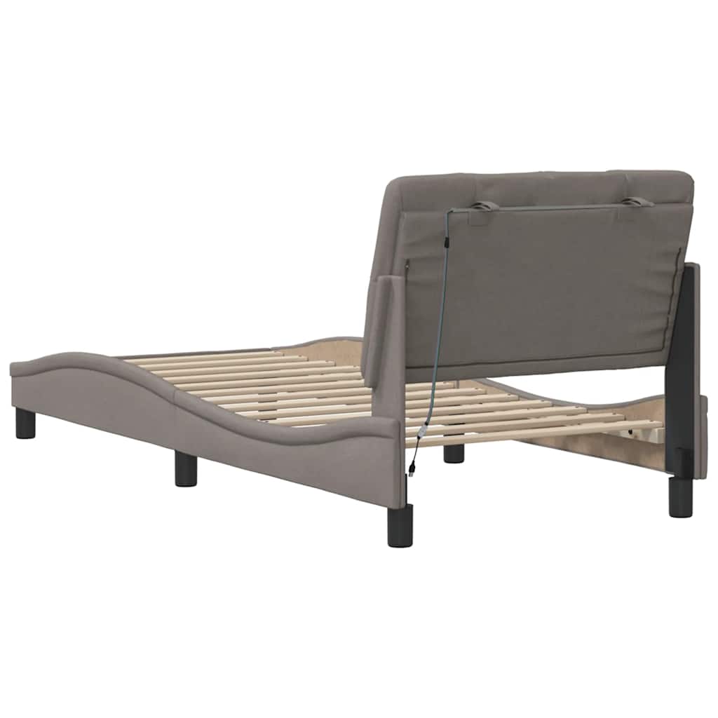 Rám Postele S Led Bez Matrace Taupe 90X190 Cm Látka