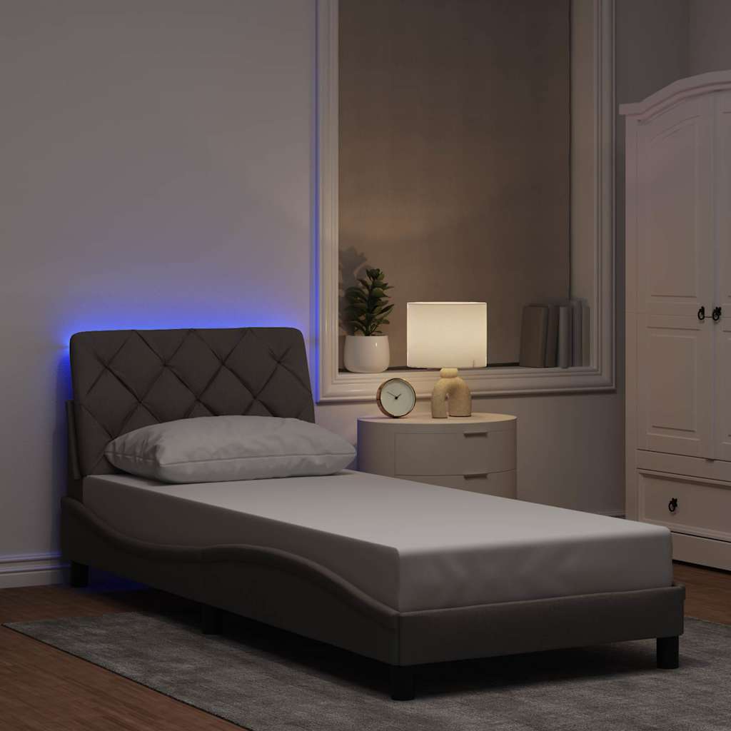 Rám Postele S Led Bez Matrace Taupe 90X190 Cm Látka