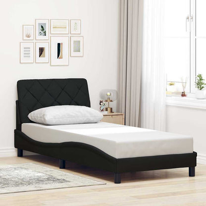Rám Postele S Led Bez Matrace Černý 90X200 Cm Látka