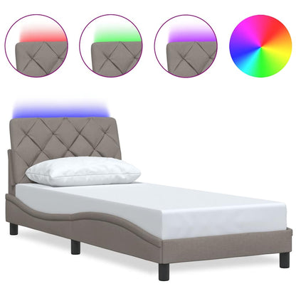 Rám Postele S Led Bez Matrace Taupe 90X200 Cm Látka