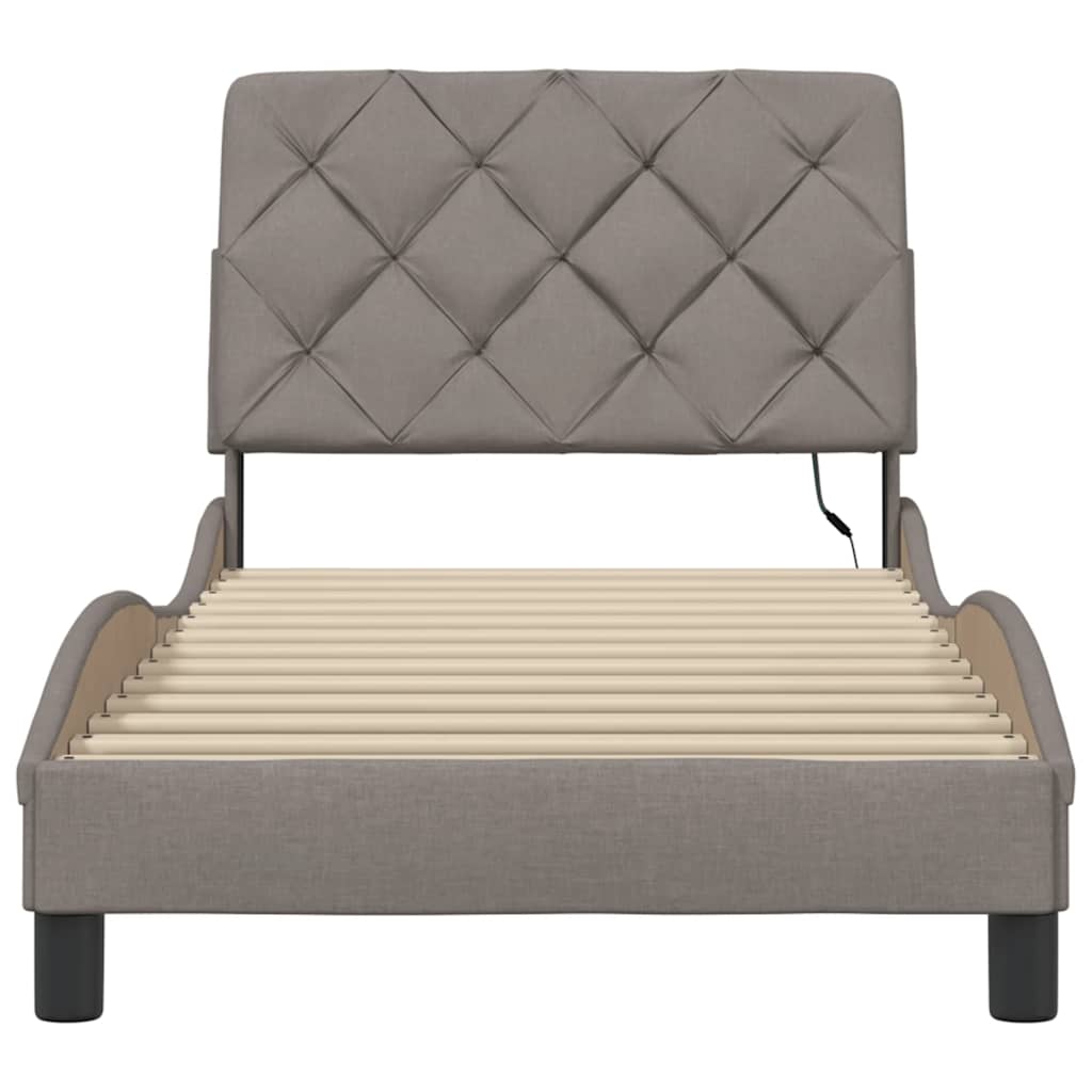 Rám Postele S Led Bez Matrace Taupe 90X200 Cm Látka