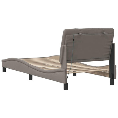 Rám Postele S Led Bez Matrace Taupe 90X200 Cm Látka
