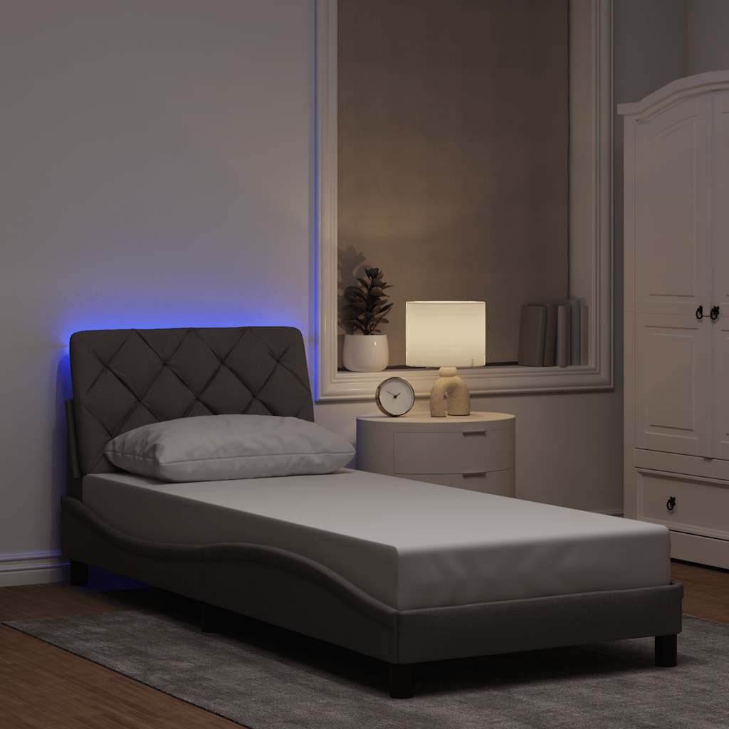 Rám Postele S Led Bez Matrace Taupe 90X200 Cm Látka