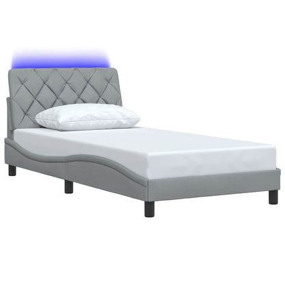 Rám Postele S Led Bez Matrace Světle Šedá 100X200 Cm Látka