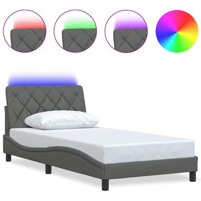 Rám Postele S Led Bez Matrace Tmavě Šedá 100X200 Cm Látka
