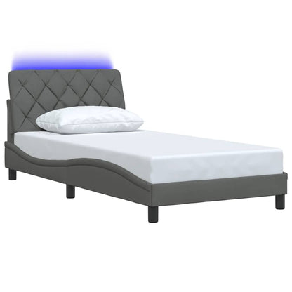 Rám Postele S Led Bez Matrace Tmavě Šedá 100X200 Cm Látka
