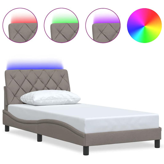 Rám Postele S Led Bez Matrace Taupe 100X200 Cm Látka