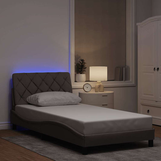 Rám Postele S Led Bez Matrace Taupe 100X200 Cm Látka