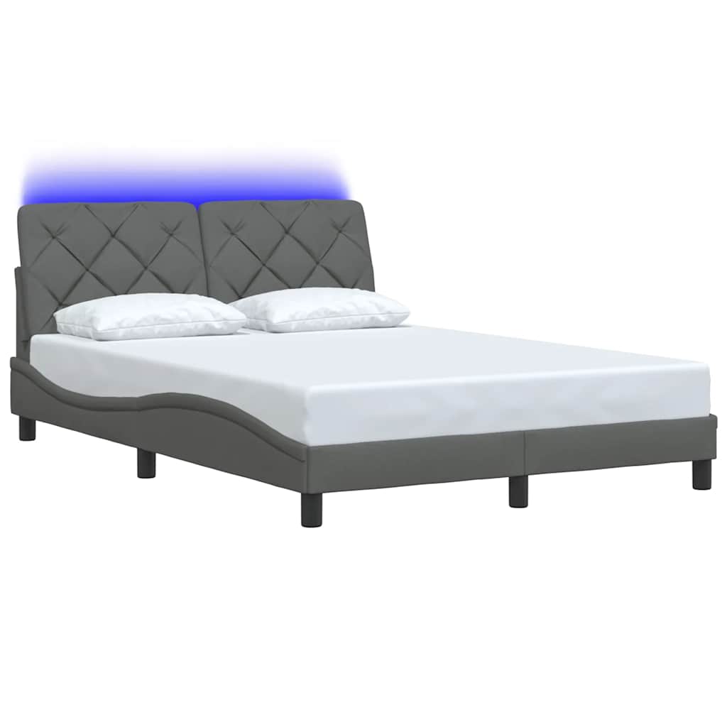 Rám Postele S Led Bez Matrace Tmavě Šedá 120X200 Cm Látka
