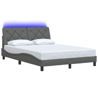 Rám Postele S Led Bez Matrace Tmavě Šedá 120X200 Cm Látka