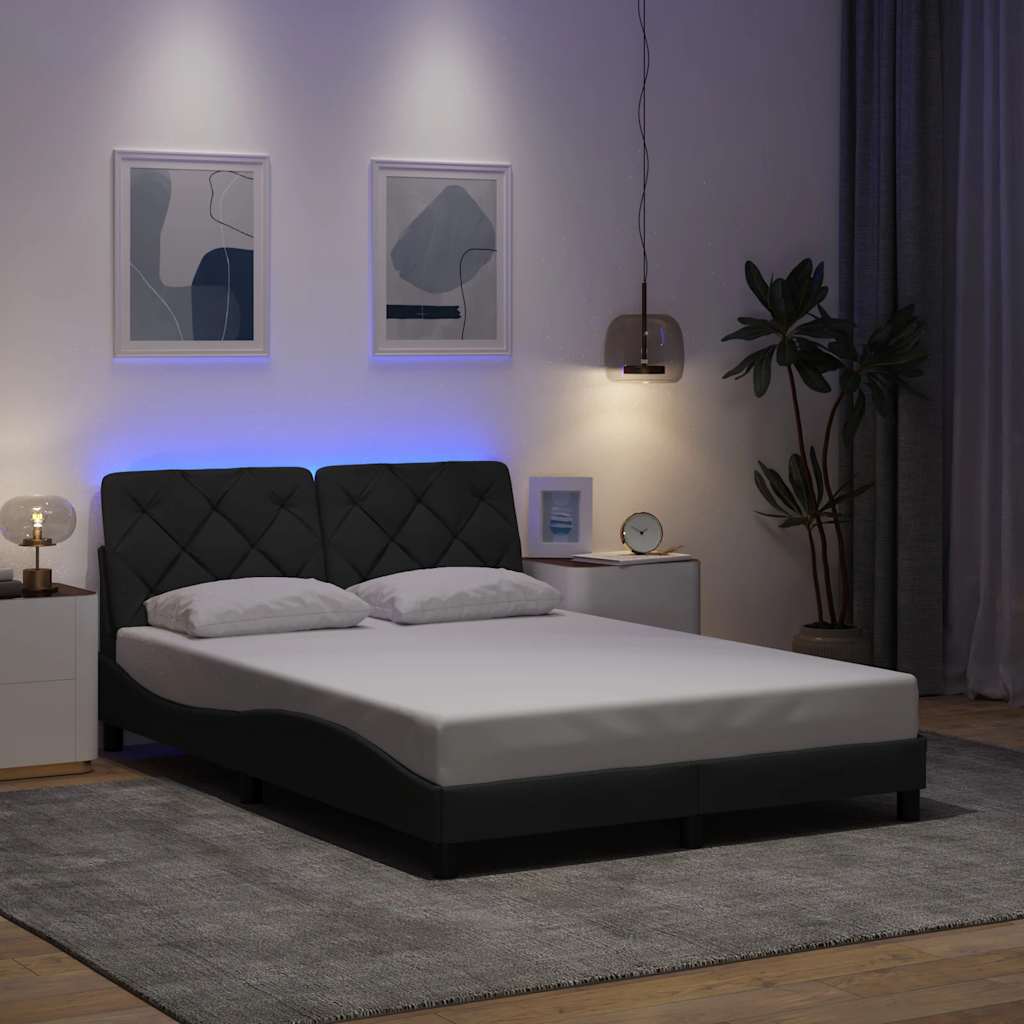 Rám Postele S Led Bez Matrace Tmavě Šedá 120X200 Cm Látka