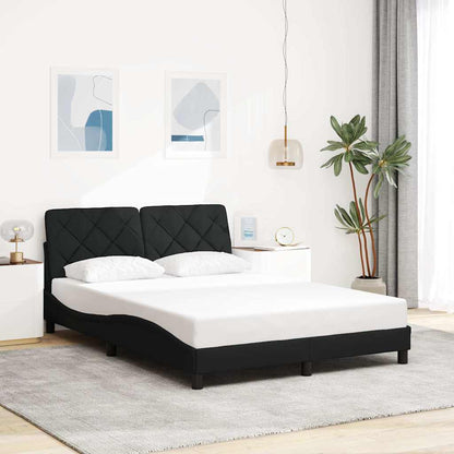 Rám Postele S Led Bez Matrace Černý 120X200 Cm Látka