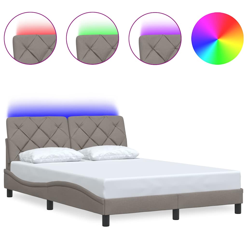 Rám Postele S Led Bez Matrace Taupe 120X200 Cm Látka