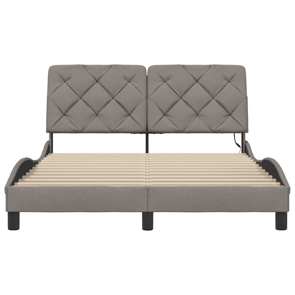 Rám Postele S Led Bez Matrace Taupe 120X200 Cm Látka