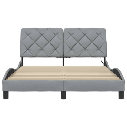 Rám Postele S Led Bez Matrace Světle Šedá 140X190 Cm Látka