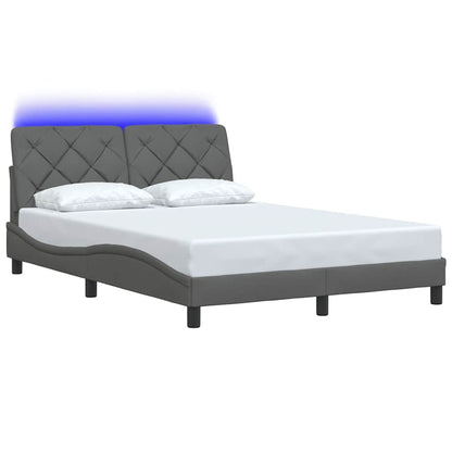 Rám Postele S Led Bez Matrace Tmavě Šedá 140X190 Cm Látka