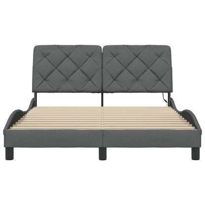 Rám Postele S Led Bez Matrace Tmavě Šedá 140X190 Cm Látka