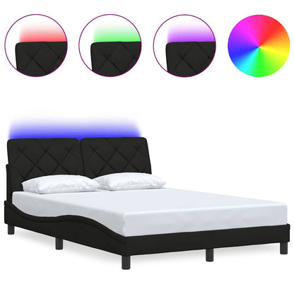 Rám Postele S Led Bez Matrace Černý 140X190 Cm Látka