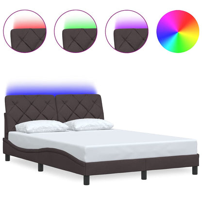 Rám Postele S Led Bez Matrace Tmavě Hnědá 140X190 Cm Látka