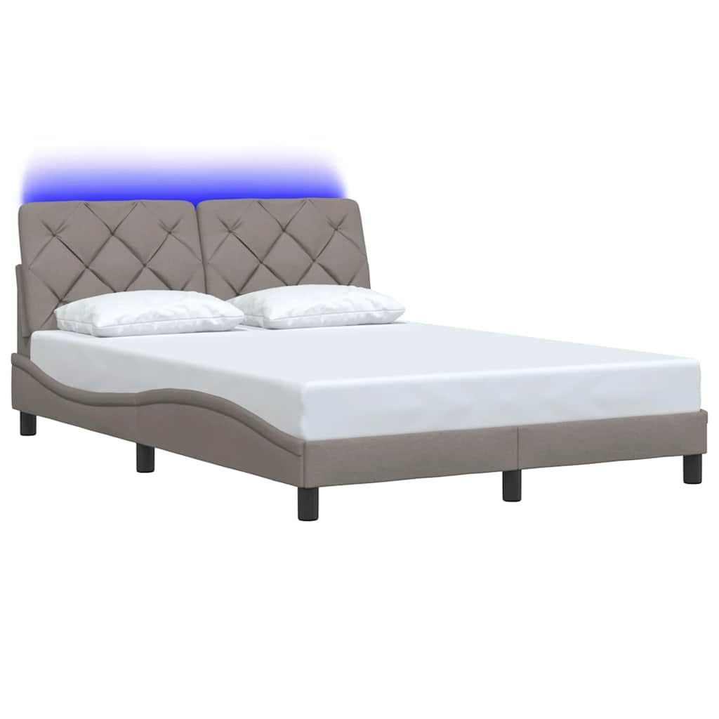 Rám Postele S Led Bez Matrace Taupe 140X190 Cm Látka