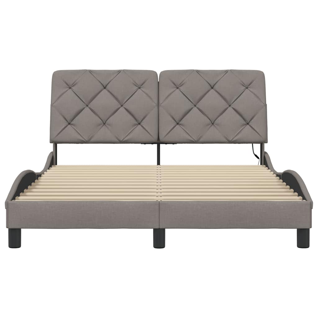 Rám Postele S Led Bez Matrace Taupe 140X190 Cm Látka