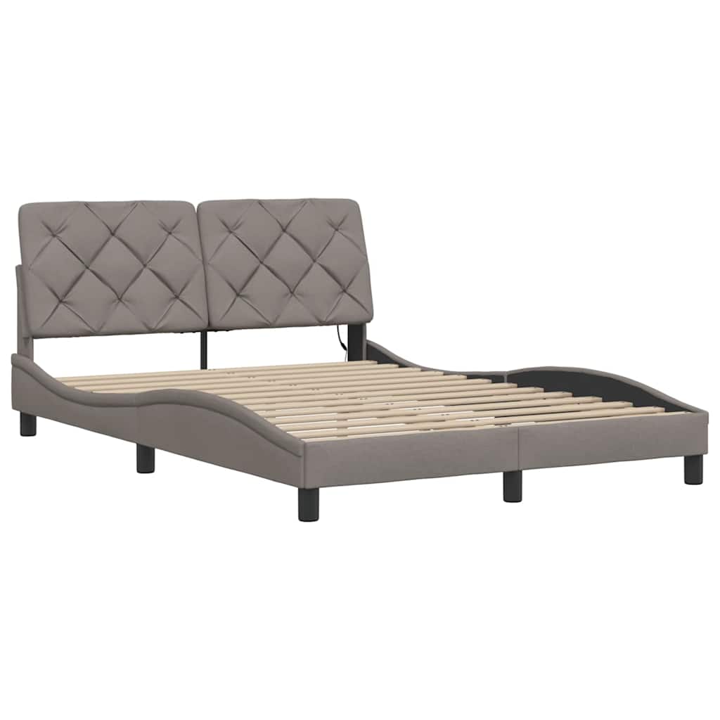 Rám Postele S Led Bez Matrace Taupe 140X190 Cm Látka
