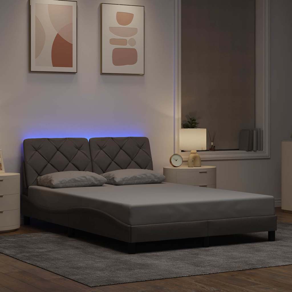 Rám Postele S Led Bez Matrace Taupe 140X190 Cm Látka