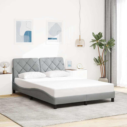 Rám Postele S Led Bez Matrace Světle Šedá 140X200 Cm Látka
