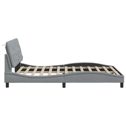 Rám Postele S Led Bez Matrace Světle Šedá 140X200 Cm Látka