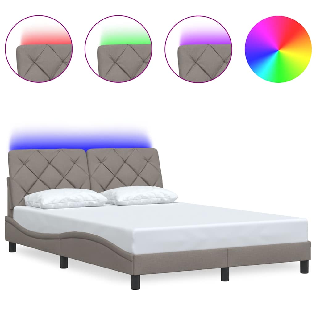 Rám Postele S Led Bez Matrace Taupe 140X200 Cm Látka