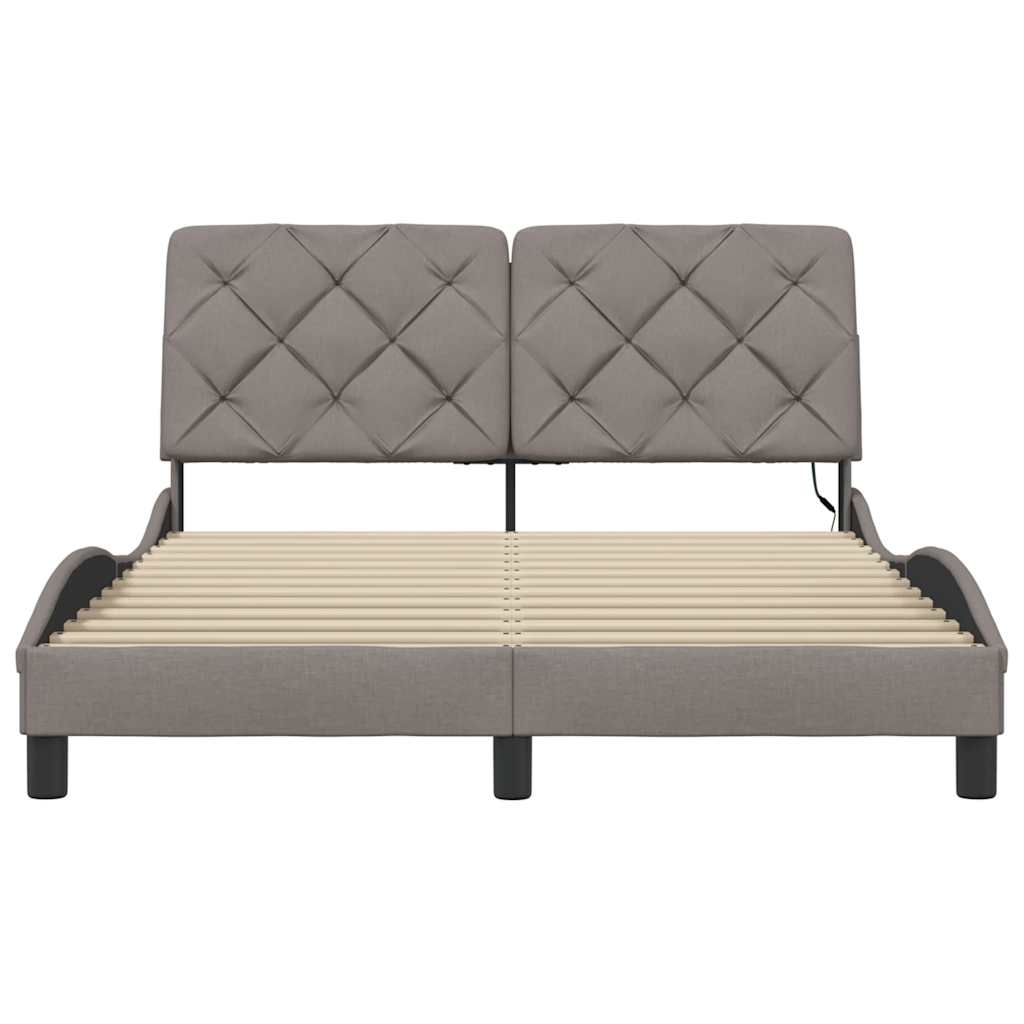 Rám Postele S Led Bez Matrace Taupe 140X200 Cm Látka