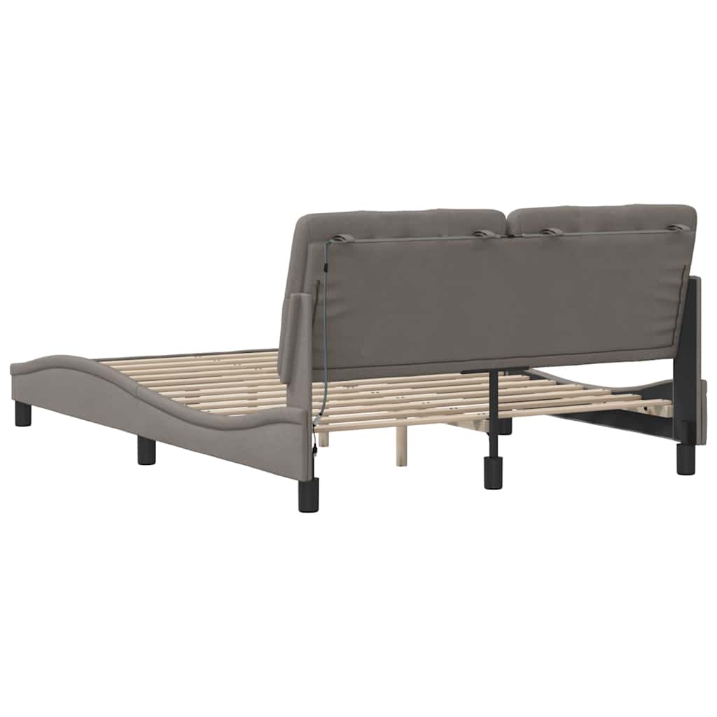 Rám Postele S Led Bez Matrace Taupe 140X200 Cm Látka