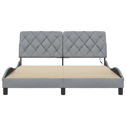 Rám Postele S Led Bez Matrace Světle Šedá 160X200 Cm Látka
