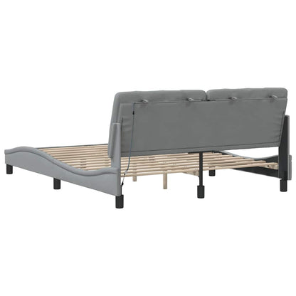 Rám Postele S Led Bez Matrace Světle Šedá 160X200 Cm Látka