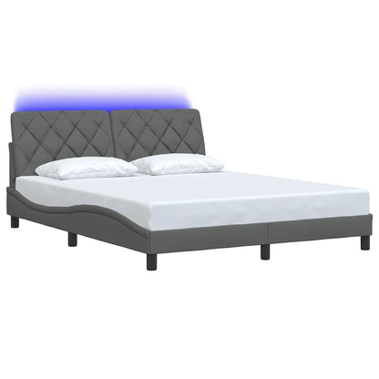 Rám Postele S Led Bez Matrace Tmavě Šedá 160X200 Cm Látka