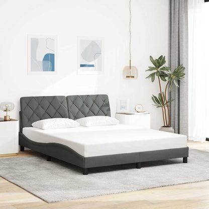 Rám Postele S Led Bez Matrace Tmavě Šedá 160X200 Cm Látka
