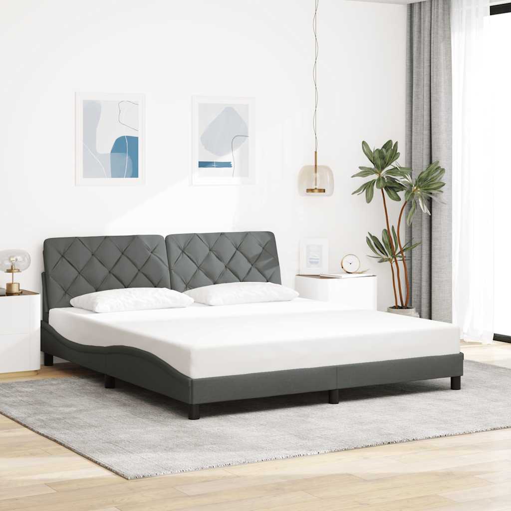 Rám Postele S Led Bez Matrace Tmavě Šedá 180X200 Cm Látka