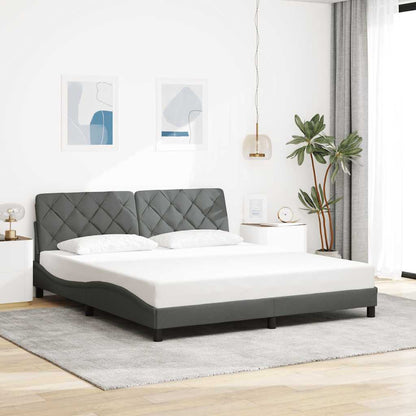 Rám Postele S Led Bez Matrace Tmavě Šedá 180X200 Cm Látka